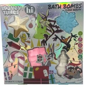 Looney Tunes Holiday Christmas Designed Bath Bombs Set 6 Hi Peach NIB